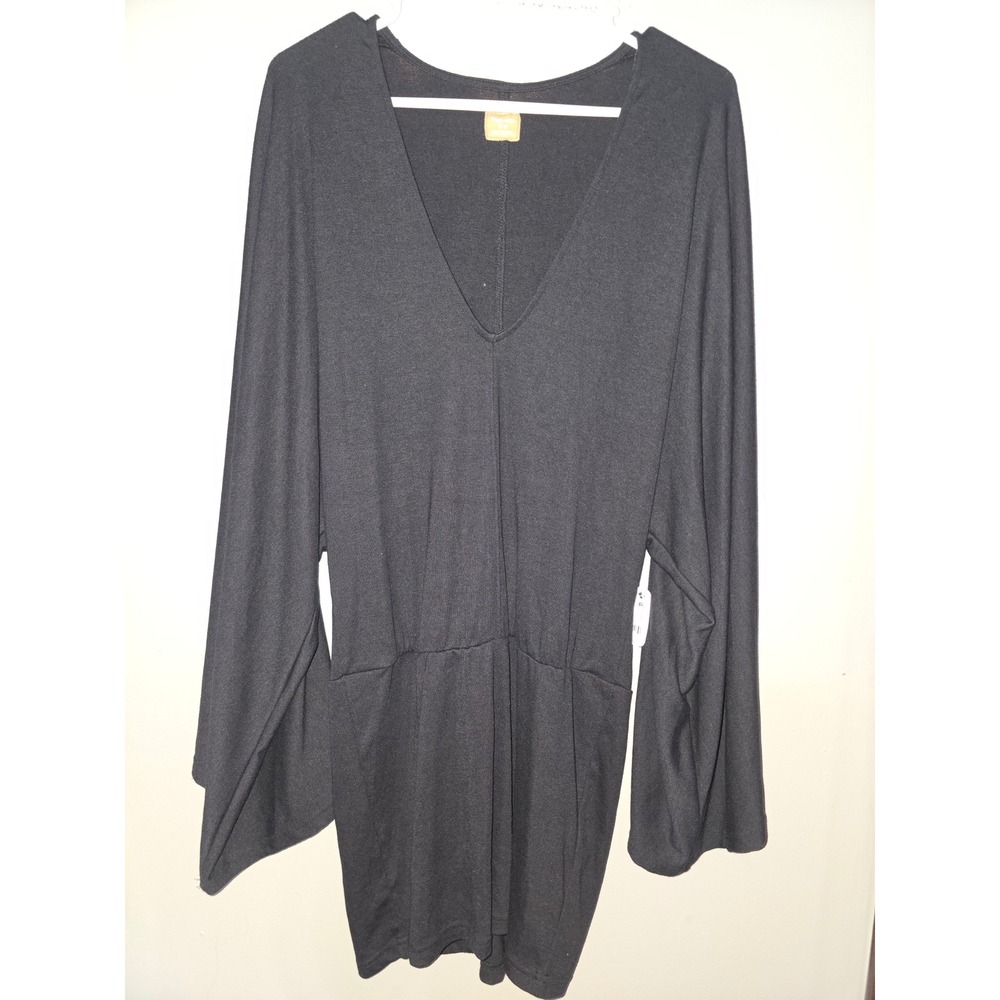 NWT Free People Free-est Black V-Neck Dolman Bell Sleeve Mini Dress XS OB2532628
